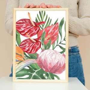 Tropical Bloom Printable Art – Vibrant Floral Wall Print (A3, 8x10&quot;, 11x14&quot;)