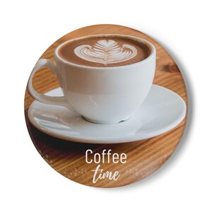 Coffee Time Ceramic Coaster, Cute Drink Coaster Set, Kitchen Décor, Gift for Coffee Lovers, Home Office Accessories