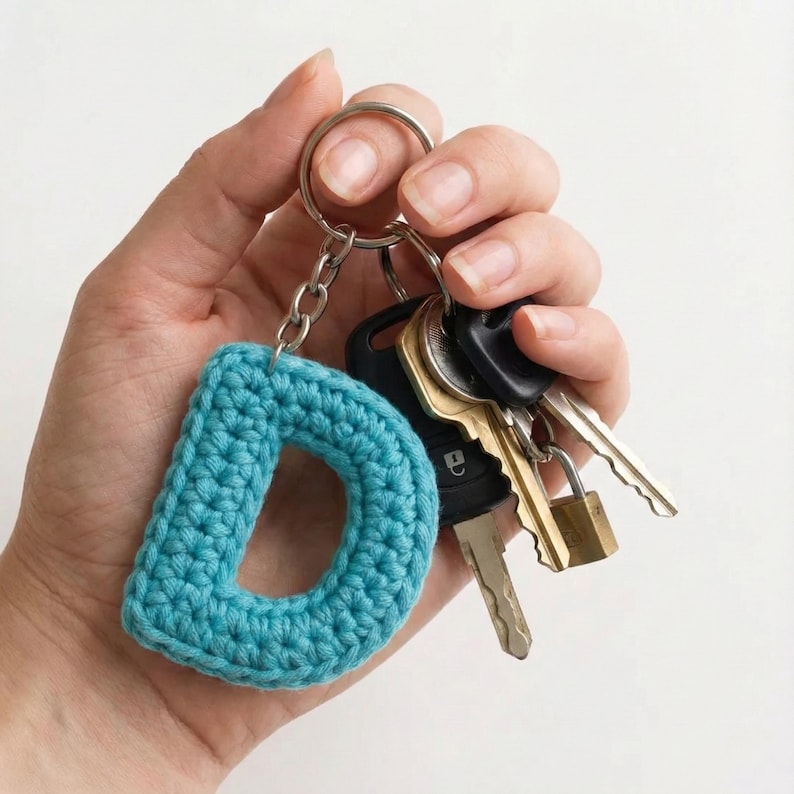 D Keychain, Personalized Crochet Keychain, Custom D Letter Keychain ...