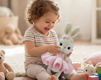 Crochet Bunny Amigurumi: Handmade Plush Rabbit Doll, Nursery Decor