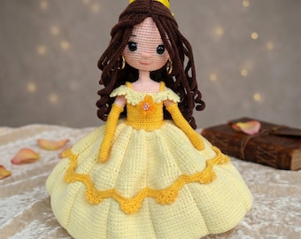 Poupée princesse au crochet Amigurumi | Peluche faite main | Cadeau mignon pour les filles | Décoration de chambre de bébé | Cadeau d'anniversaire