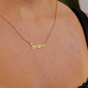 14K Solid Gold Name Necklace: Personalized Script Pendant