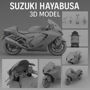 スズキ ハヤブサ 3Dモデル – Mayaファイル | FBX/OBJ | 高精細バイク | 学校プロジェクト用 | 設計図付き | ポリゴン | 3Dモデル