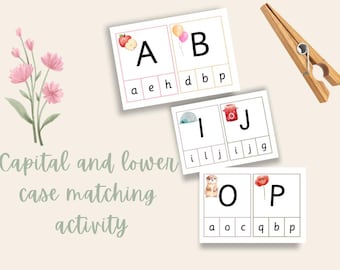 Capital and Lowercase Peg Matching Activity | Alphabet Recognition | Early Years Literacy | Printable Phonics Resource