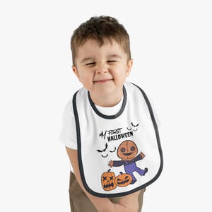 Baby Halloween Bib, My First Halloween Baby Bib, Cute Baby Bib, Fall Baby Gift, Seasonal Toddler Bib, Halloween Outfit Accessory
