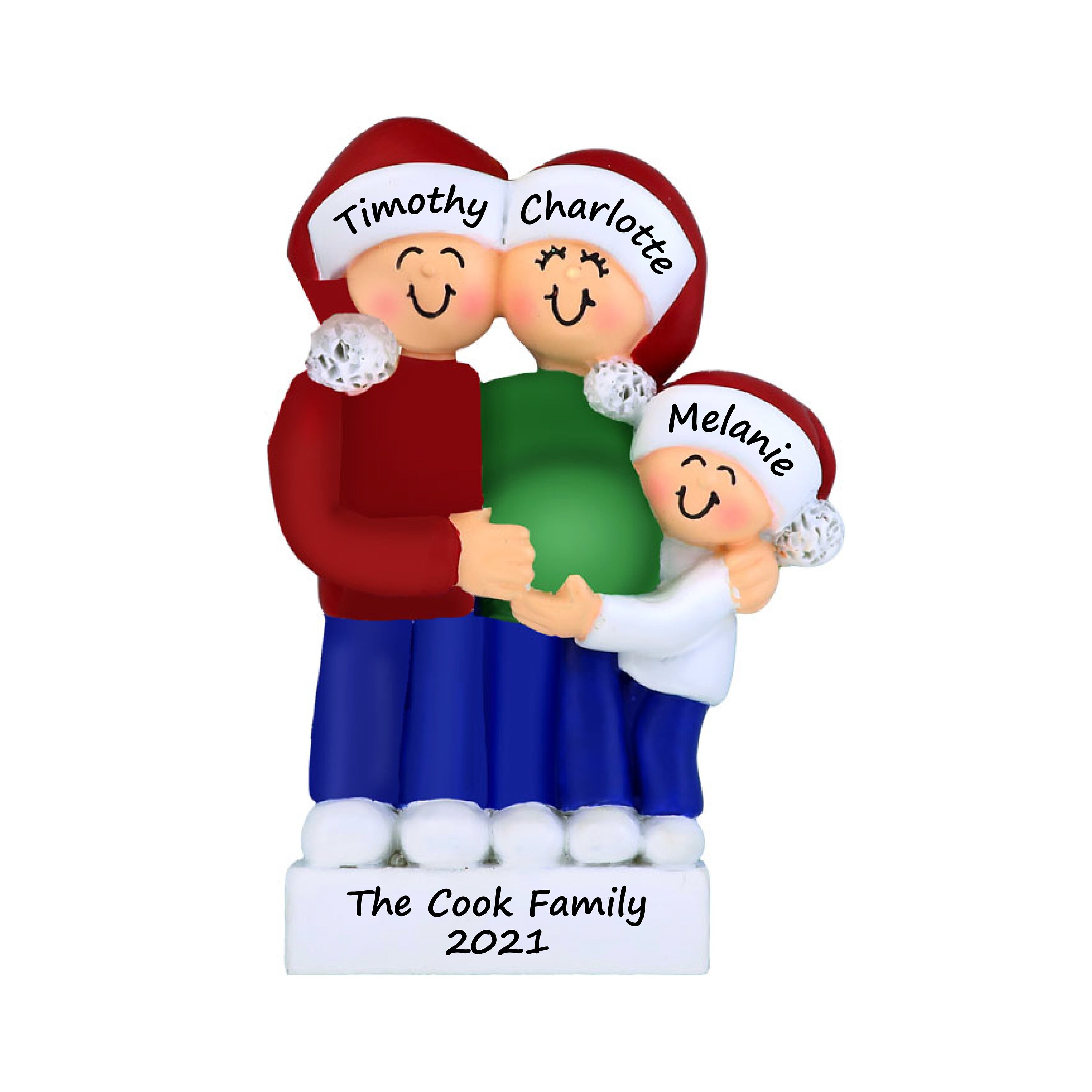 Expecting Another Baby Family of 3 and Family of 4 Christmas Ornament