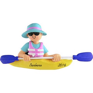 Kayak, Female Personalized Christmas Ornament