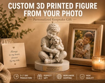 Op maat gemaakt 3D-geprint beeldje van een foto | Gepersonaliseerd beeldje | Huisdier, stel, auto, persoon | Handgemaakt cadeau | Sculptuur op maat