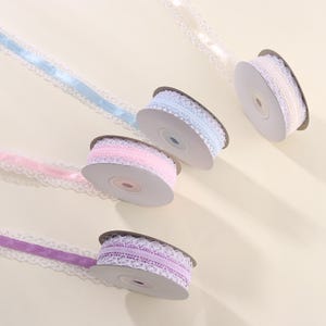 Vintage Lace Trim Ribbon – 1.2&quot; x 10 Yards, Set of 6 Elegant Colors, Soft Scalloped Edging for Weddings & Gift Wrapping