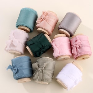Elegant Hand-Dyed Ribbon – 1.58&quot; x 5 Yards, 24 Pastel Tones, Raw Edge Ribbon for Decor, Wrapping, and DIY Projects