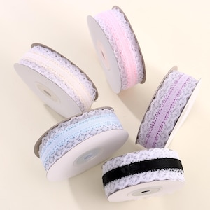 French-Inspired Lace Ribbon Set – 6 Soft Colors, 1.2&quot; x 10 Yards, Delicate Trim for Bridal Decor, Journals & Packaging