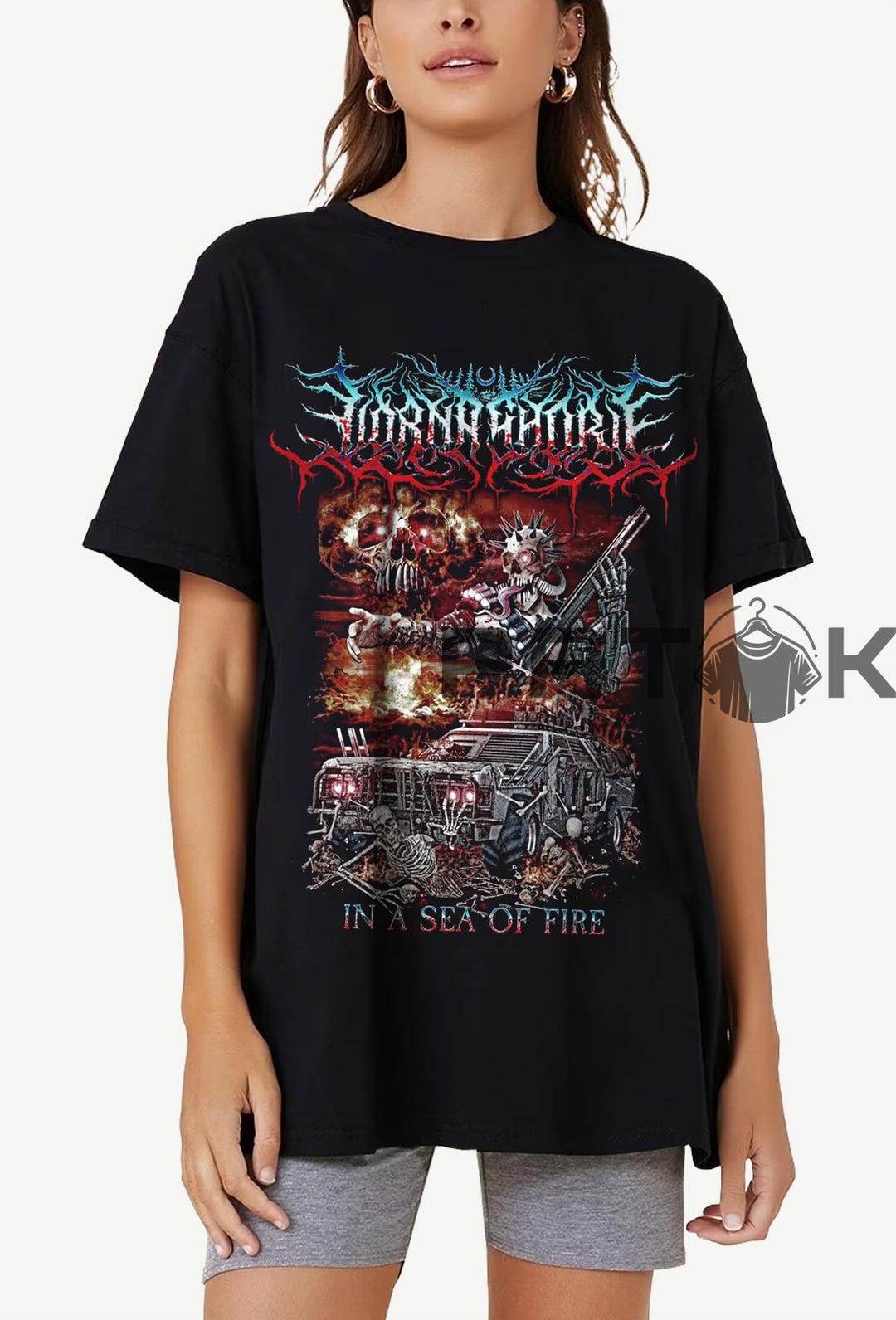 Lorna Shore in a Sea of Fire T Shirt, Deathcore Band Music Merch
