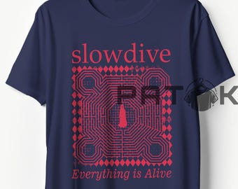 Slowdive 'Allt är levande' T-shirt, retro rockbandmusik merchandise-tröja