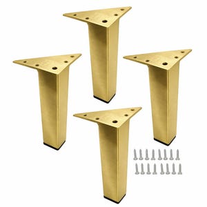 7" Metal Furniture Legs: Brushed Gold, shiny Chrome, shiny brass Matte Black - 4pcs