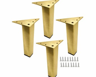 7" Metal Furniture Legs: Brushed Gold, shiny Chrome, shiny brass Matte  Black - 4pcs
