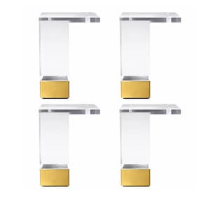 Modern Acrylic Furniture Legs with Gold Cap - 4 Piece Set