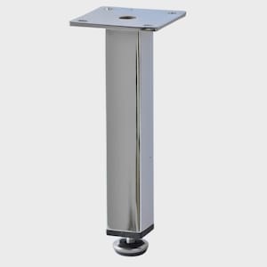 Chrome Metal Furniture Legs: 6&quot; Modern Square Adjustable Feet - 4pc Set