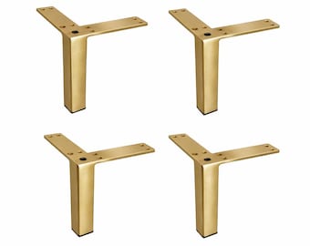 Patas cuadradas de latón cepillado/dorado de 5" para sofás, armarios y mesas: 4 piezas