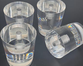 2.5” Mid Century Modern Acrylic Furniture Legs: Round Tapered Risers - 4PC