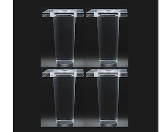 Modern 5" Lucite Furniture Legs, Clear Acrylic Tapered Round, 4pc Set
