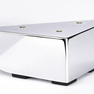 2.5" shiny chrome heavy duty metal furniture legs: triangle sofa couch feet, 4PC Set immagine 2