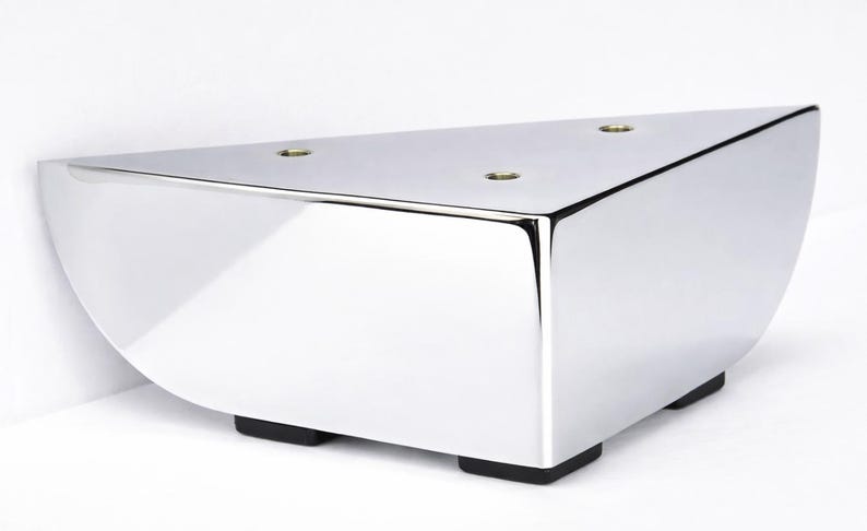 2.5" shiny chrome heavy duty metal furniture legs: triangle sofa couch feet, 4PC Set immagine 2