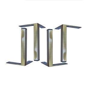 8” and 12” Antique Brass Square Furniture Legs - 4 pc Set - Industrial Modern Upgrade