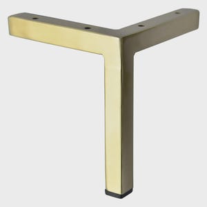 Metal Furniture Legs, Chrome or Gold Metal Feet, 6&quot; or 7&quot; L-Top Square Couch Cabinet Legs 4pc Set Unique, Modern DIY Replacement Remodel New