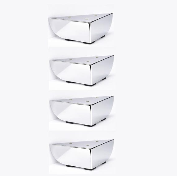 2.5" shiny chrome heavy duty metal furniture legs: triangle sofa couch feet, 4PC Set