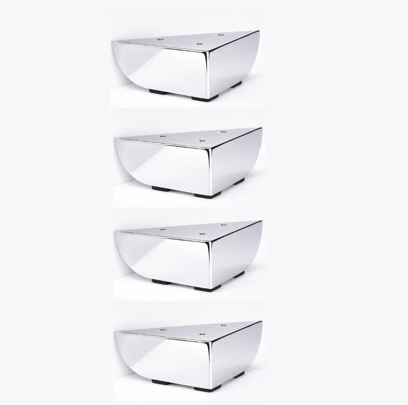 2.5" shiny chrome heavy duty metal furniture legs: triangle sofa couch feet, 4PC Set immagine 1