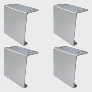 4pc Heavy Duty Modern Flat Chrome Furniture Legs 4 Inch Silver Solid Metal legs for Sofa Cabinet Vanity Cabinet Modern Credenza