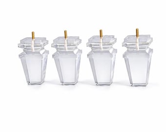 Patas para muebles de acrílico y lucita de 5" (juego de 4): diseño de pirámide tallada