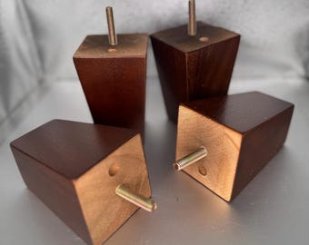 4PC set square wood furniture legs, walnut replacement sofa, couch, cabinet feet
