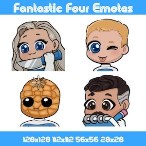 Emotes de Los Cuatro Fantásticos: Stickers y emoticones de Twitch y Discord