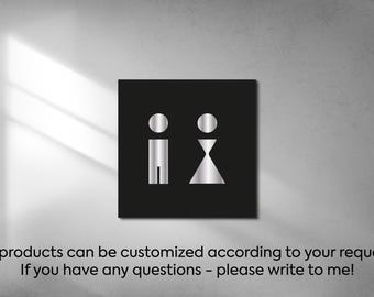Modern Acrylic Gender Neutral Restroom Sign – Customizable WC Symbol
