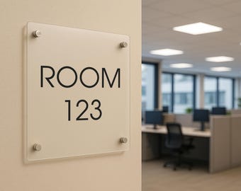 Modern Acrylic Room Number Sign: Custom Business Plaque