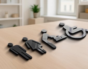Modern Acrylic Restroom Signs – Male, Female, Baby, Disabled Icons – WC Wall Symbols