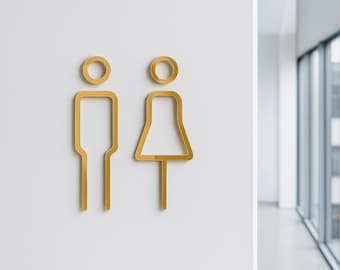 Gold Acrylic Restroom Sign – Modern Bathroom Wall Decor