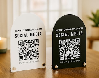 Custom Acrylic QR Code Sign: Social Media Display for Small Business