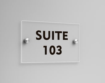 Modern Clear Acrylic Suite Number Sign: Custom Business Plaque, Personalized Product