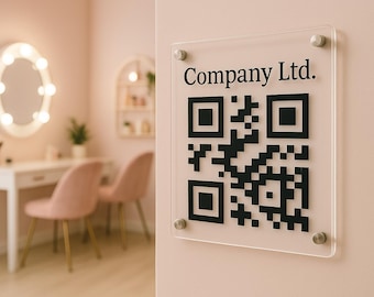 Custom Acrylic QR Code Business Sign: Floating Mount Display
