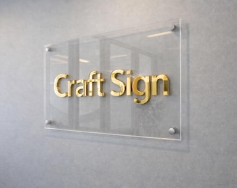 Custom Business Wall Sign – Acrylic or Glass with Metal Standoffs