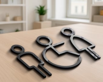 Modern Acrylic Restroom Sign Set – Male, Female, Disabled Icons