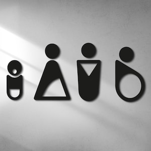 Modern Restroom Signs – Male, Female, Baby Changing & Disabled Icons – Wall Symbols for Public Toilet, Acrylic WC Sign