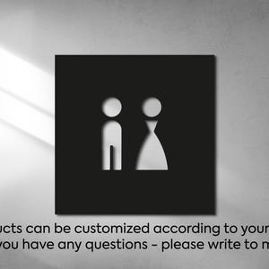 Letrero moderno de baño neutro – Símbolo de WC unisex en acrílico