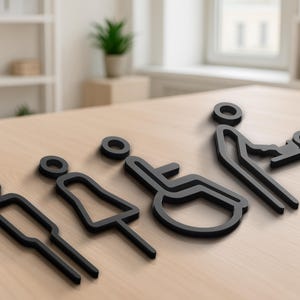 Restroom Signs – Male, Female, Baby Changing & Disabled Icons – Modern Wall Symbols for Public Bathroom , Cutom Acrylic WC Sign