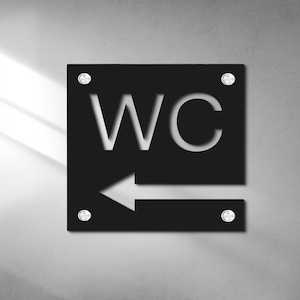 WC Arrow Sign With Metal Holders – Modern Wall Symbol for Public ...