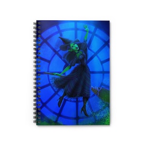 Wicked Witch Defying Gravity Journal - Spiral Notebook, Ruled Line, Magic Spell Book, Notepad for Witches, Halloween Stationery, Goth Diary