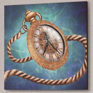 Canvas Stretched, Antique Stopwatch Art, Wall Decor, Home Office, Vintage Clock Print, Unique Gift, Timepiece Illustration