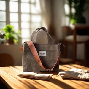 Waxed Canvas Tote Bag, Canvas Bag for Women, Vegan Waxed Canvas Tote, Canvas Crossbody Bag, Bag with a Strap, by La Cocci
